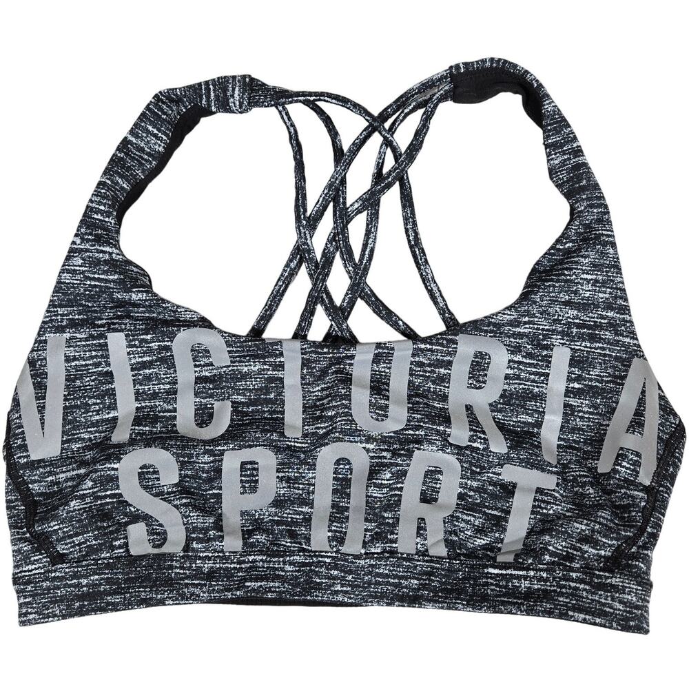 Victoria‎ Sport Sports Bra Black White Heathered Crisscross Straps Size S P